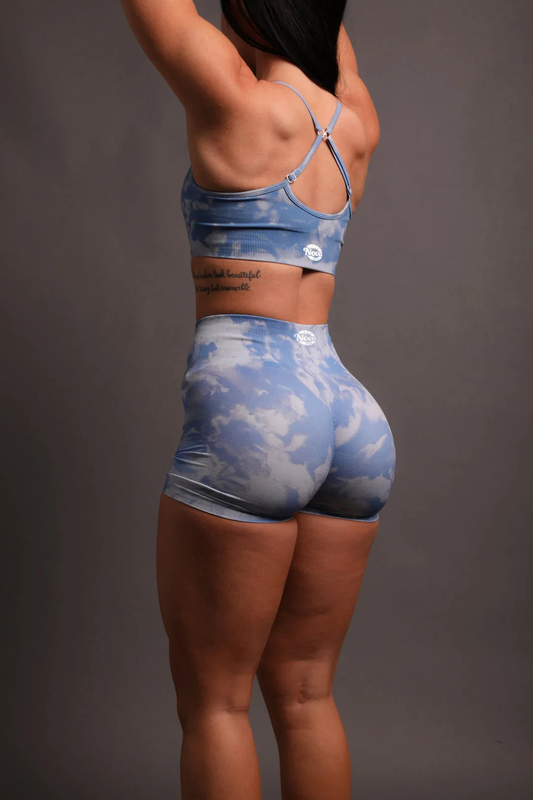 Nova Contour Seamless Srunch Tie Dye Gym Shorts - High-Waisted