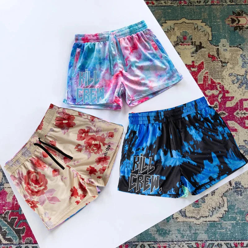 Kill Krew Inspired Muay Thai Shorts - Mesh Gym Shorts - Tie Dye, Flower, Flame