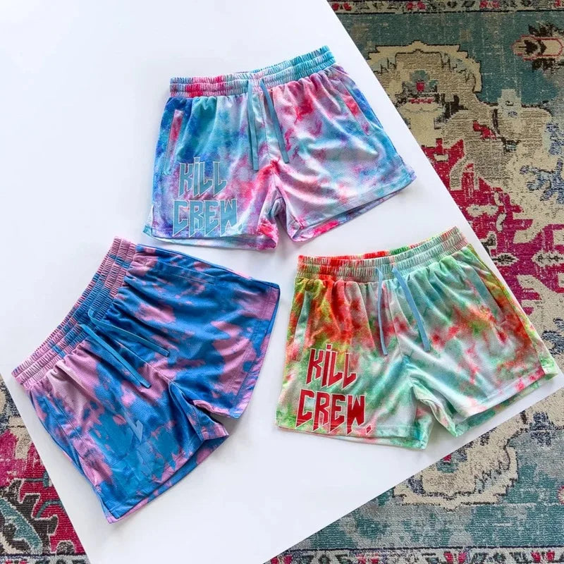 Kill Krew Inspired Muay Thai Shorts - Mesh Gym Shorts - Tie Dye, Flower, Flame