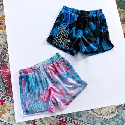 Kill Krew Inspired Muay Thai Shorts - Mesh Gym Shorts - Tie Dye, Flower, Flame