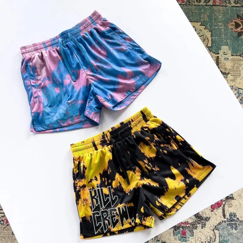 Kill Krew Inspired Muay Thai Shorts - Mesh Gym Shorts - Tie Dye, Flower, Flame