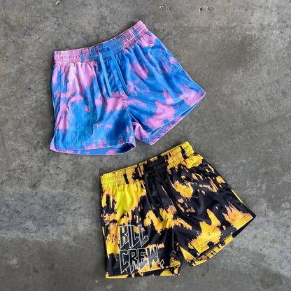 Kill Krew Inspired Muay Thai Shorts - Mesh Gym Shorts - Tie Dye, Flower, Flame