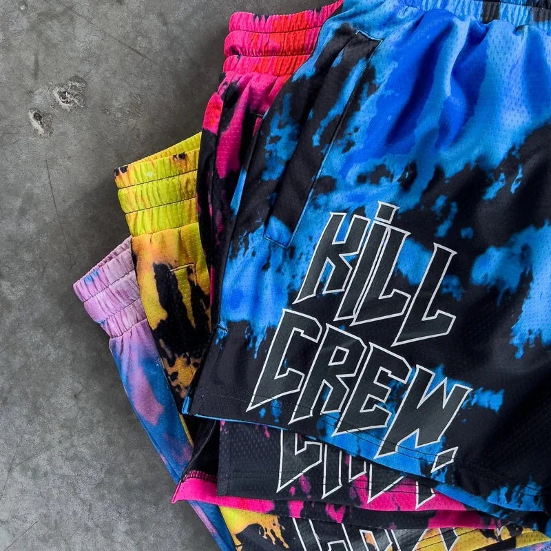 Kill Krew Inspired Muay Thai Shorts - Mesh Gym Shorts - Tie Dye, Flower, Flame